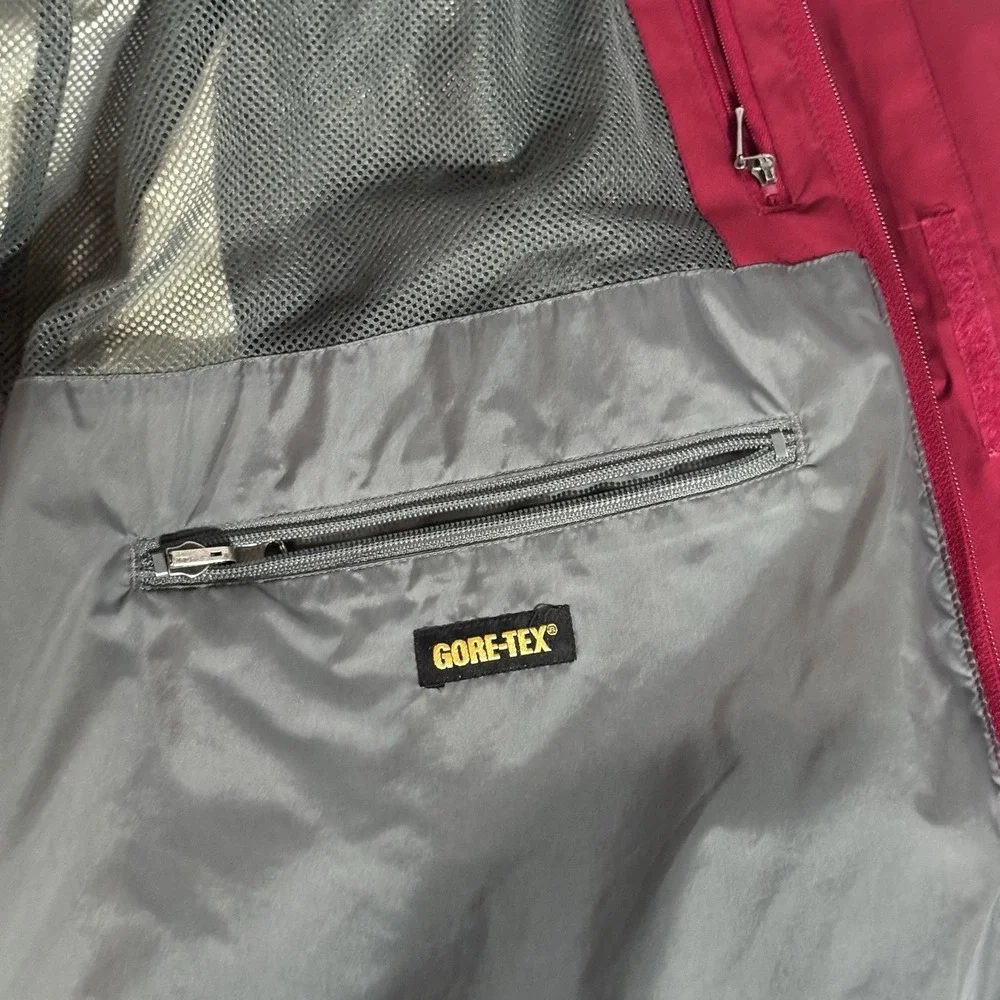 Lands' End Gore-Tex Squall Rain‎ Coat Men's L Hood Jacket Zipper Vintage Red